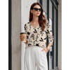 image:imageWIHOLL 34 Length Sleeve Womens Tops Dressy Casual Blouses V Neck Shirts Summer Clothes Early Fall Fashion OutfitsApricot Maple Leaves