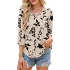image:imageWIHOLL 34 Length Sleeve Womens Tops Dressy Casual Blouses V Neck Shirts Summer Clothes Early Fall Fashion OutfitsApricot Maple Leaves