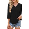 image:imageWIHOLL 34 Length Sleeve Womens Tops Dressy Casual Blouses V Neck Shirts Summer Clothes Early Fall Fashion OutfitsBlack