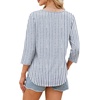 image:imageWIHOLL 34 Length Sleeve Womens Tops Dressy Casual Blouses V Neck Shirts Summer Clothes Early Fall Fashion OutfitsBlue Stripes