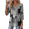 image:imageWIHOLL 34 Length Sleeve Womens Tops Dressy Casual Blouses V Neck Shirts Summer Clothes Early Fall Fashion OutfitsBoho Charcoal Grey