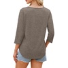 image:imageWIHOLL 34 Length Sleeve Womens Tops Dressy Casual Blouses V Neck Shirts Summer Clothes Early Fall Fashion OutfitsCoffee