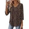 image:imageWIHOLL 34 Length Sleeve Womens Tops Dressy Casual Blouses V Neck Shirts Summer Clothes Early Fall Fashion OutfitsLeopard Print