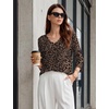image:imageWIHOLL 34 Length Sleeve Womens Tops Dressy Casual Blouses V Neck Shirts Summer Clothes Early Fall Fashion OutfitsLeopard Print