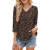 image:imageWIHOLL 34 Length Sleeve Womens Tops Dressy Casual Blouses V Neck Shirts Summer Clothes Early Fall Fashion OutfitsLeopard Print