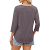 image:imageWIHOLL 34 Length Sleeve Womens Tops Dressy Casual Blouses V Neck Shirts Summer Clothes Early Fall Fashion OutfitsMocha Grey Purple
