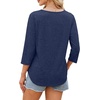 image:imageWIHOLL 34 Length Sleeve Womens Tops Dressy Casual Blouses V Neck Shirts Summer Clothes Early Fall Fashion OutfitsNavy Blue