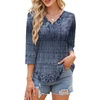 image:imageWIHOLL 34 Length Sleeve Womens Tops Dressy Casual Blouses V Neck Shirts Summer Clothes Early Fall Fashion OutfitsNavy Boho