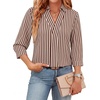 image:imageWIHOLL 34 Length Sleeve Womens Tops Dressy V Neck Collared Shirts Business Casual Work Blouses Summer Vacation Outfits 20261brown Stripes