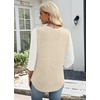 image:imageWIHOLL 34 Length Sleeve Womens Tops Lightweight Summer Fall Outfits  Ribbed Sleeve Patchwork V Neck Color Block Loose Fit Curved HemBeige White