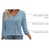 image:imageWIHOLL 34 Length Sleeve Womens Tops Lightweight Summer Fall Outfits  Ribbed Sleeve Patchwork V Neck Color Block Loose Fit Curved HemBlue