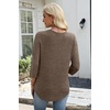 image:imageWIHOLL 34 Length Sleeve Womens Tops Lightweight Summer Fall Outfits  Ribbed Sleeve Patchwork V Neck Color Block Loose Fit Curved HemCoffee