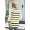 image:imageWIHOLL 34 Length Sleeve Womens Tops Lightweight Summer Fall Outfits  Ribbed Sleeve Patchwork V Neck Color Block Loose Fit Curved HemPrint 01