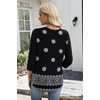 image:imageWIHOLL 34 Length Sleeve Womens Tops Lightweight Summer Fall Outfits  Ribbed Sleeve Patchwork V Neck Color Block Loose Fit Curved HemPrint 03