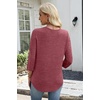image:imageWIHOLL 34 Length Sleeve Womens Tops Lightweight Summer Fall Outfits  Ribbed Sleeve Patchwork V Neck Color Block Loose Fit Curved HemRed