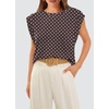image:imageWIHOLL Cap Sleeve Tops for Women Summer Top Basic Tee Shirts Business Casual Tank Loose Fit 2026 FashionG  Brown Polka Dots