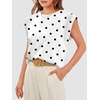image:imageWIHOLL Cap Sleeve Tops for Women Summer Top Basic Tee Shirts Business Casual Tank Loose Fit 2026 FashionG  White Black Polka Dots