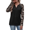 image:imageWIHOLL Long Sleeve Shirts for Women Color Block Raglan Tops Fall Fashion01  Leopard Black