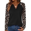image:imageWIHOLL Long Sleeve Shirts for Women Color Block Raglan Tops Fall Fashion01  Leopard Black