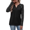 image:imageWIHOLL Long Sleeve Shirts for Women Color Block Raglan Tops Fall FashionBlack Striped