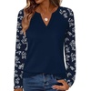 image:imageWIHOLL Long Sleeve Shirts for Women Color Block Raglan Tops Fall FashionBlue Floral