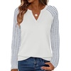 image:imageWIHOLL Long Sleeve Shirts for Women Color Block Raglan Tops Fall FashionBlue Striped