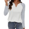 image:imageWIHOLL Long Sleeve Shirts for Women Color Block Raglan Tops Fall FashionBlue Striped