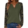 image:imageWIHOLL Long Sleeve Shirts for Women Color Block Raglan Tops Fall FashionCamo Army Green