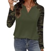 image:imageWIHOLL Long Sleeve Shirts for Women Color Block Raglan Tops Fall FashionCamo Army Green