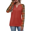 image:imageWIHOLL Long Sleeve Shirts for Women Color Block Raglan Tops Fall FashionCaramel Plaid