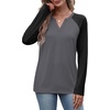 image:imageWIHOLL Long Sleeve Shirts for Women Color Block Raglan Tops Fall FashionDark Grey