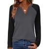 image:imageWIHOLL Long Sleeve Shirts for Women Color Block Raglan Tops Fall FashionDark Grey
