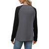 image:imageWIHOLL Long Sleeve Shirts for Women Color Block Raglan Tops Fall FashionDark Grey