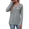 image:imageWIHOLL Long Sleeve Shirts for Women Color Block Raglan Tops Fall FashionFloral Grey