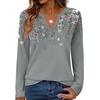 image:imageWIHOLL Long Sleeve Shirts for Women Color Block Raglan Tops Fall FashionFloral Grey