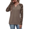 image:imageWIHOLL Long Sleeve Shirts for Women Color Block Raglan Tops Fall FashionLeopard Coffee