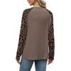 image:imageWIHOLL Long Sleeve Shirts for Women Color Block Raglan Tops Fall FashionLeopard Coffee
