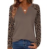 image:imageWIHOLL Long Sleeve Shirts for Women Color Block Raglan Tops Fall FashionLeopard Coffee