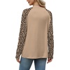 image:imageWIHOLL Long Sleeve Shirts for Women Color Block Raglan Tops Fall FashionLeopard Khaki