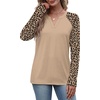 image:imageWIHOLL Long Sleeve Shirts for Women Color Block Raglan Tops Fall FashionLeopard Khaki