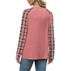 image:imageWIHOLL Long Sleeve Shirts for Women Color Block Raglan Tops Fall FashionPink Plaid