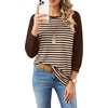 image:imageWIHOLL Long Sleeve Shirts for Women Crewneck Tops Fall Clothes Outfits 2026  Dressy Casual Crewneck Striped Teacher T Shirts Winter Trendy Cute Sweatshirt for Vacation Travel Date Office Work 2026BrownApricot