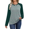 image:imageWIHOLL Long Sleeve Shirts for Women Crewneck Tops Fall Clothes Outfits 2026  Dressy Casual Crewneck Striped Teacher T Shirts Winter Trendy Cute Sweatshirt for Vacation Travel Date Office Work 2026GreenWhite