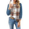 image:imageWIHOLL Long Sleeve Shirts for Women Crewneck Tops Fall Clothes Outfits 2026  Dressy Casual Crewneck Striped Teacher T Shirts Winter Trendy Cute Sweatshirt for Vacation Travel Date Office Work 2026Plaid Khaki Imitation Denim