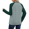 image:imageWIHOLL Long Sleeve Shirts for Women Crewneck Tops Fall Clothes Outfits 2026  Dressy Casual Crewneck Striped Teacher T Shirts Winter Trendy Cute Sweatshirt for Vacation Travel Date Office Work 2026GreenWhite