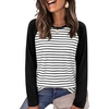 image:imageWIHOLL Long Sleeve Shirts for Women Crewneck Tops Fall Clothes Outfits 2026  Dressy Casual Crewneck Striped Teacher T Shirts Winter Trendy Cute Sweatshirt for Vacation Travel Date Office Work 2026BlackWhite