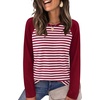 image:imageWIHOLL Long Sleeve Shirts for Women Crewneck Tops Fall Clothes Outfits 2026  Dressy Casual Crewneck Striped Teacher T Shirts Winter Trendy Cute Sweatshirt for Vacation Travel Date Office Work 2026WineredWhite
