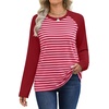 image:imageWIHOLL Long Sleeve Shirts for Women Crewneck Tops Fall Clothes Outfits 2026  Dressy Casual Crewneck Striped Teacher T Shirts Winter Trendy Cute Sweatshirt for Vacation Travel Date Office Work 2026RedPink