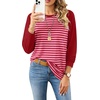 image:imageWIHOLL Long Sleeve Shirts for Women Crewneck Tops Fall Clothes Outfits 2026  Dressy Casual Crewneck Striped Teacher T Shirts Winter Trendy Cute Sweatshirt for Vacation Travel Date Office Work 2026RedPink