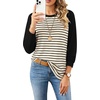 image:imageWIHOLL Long Sleeve Shirts for Women Crewneck Tops Fall Clothes Outfits 2026  Dressy Casual Crewneck Striped Teacher T Shirts Winter Trendy Cute Sweatshirt for Vacation Travel Date Office Work 2026BlackApricot